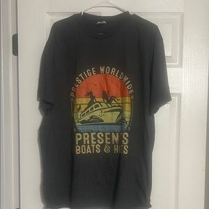 Graphic Black T-Shirt prestige worldwide NWOT